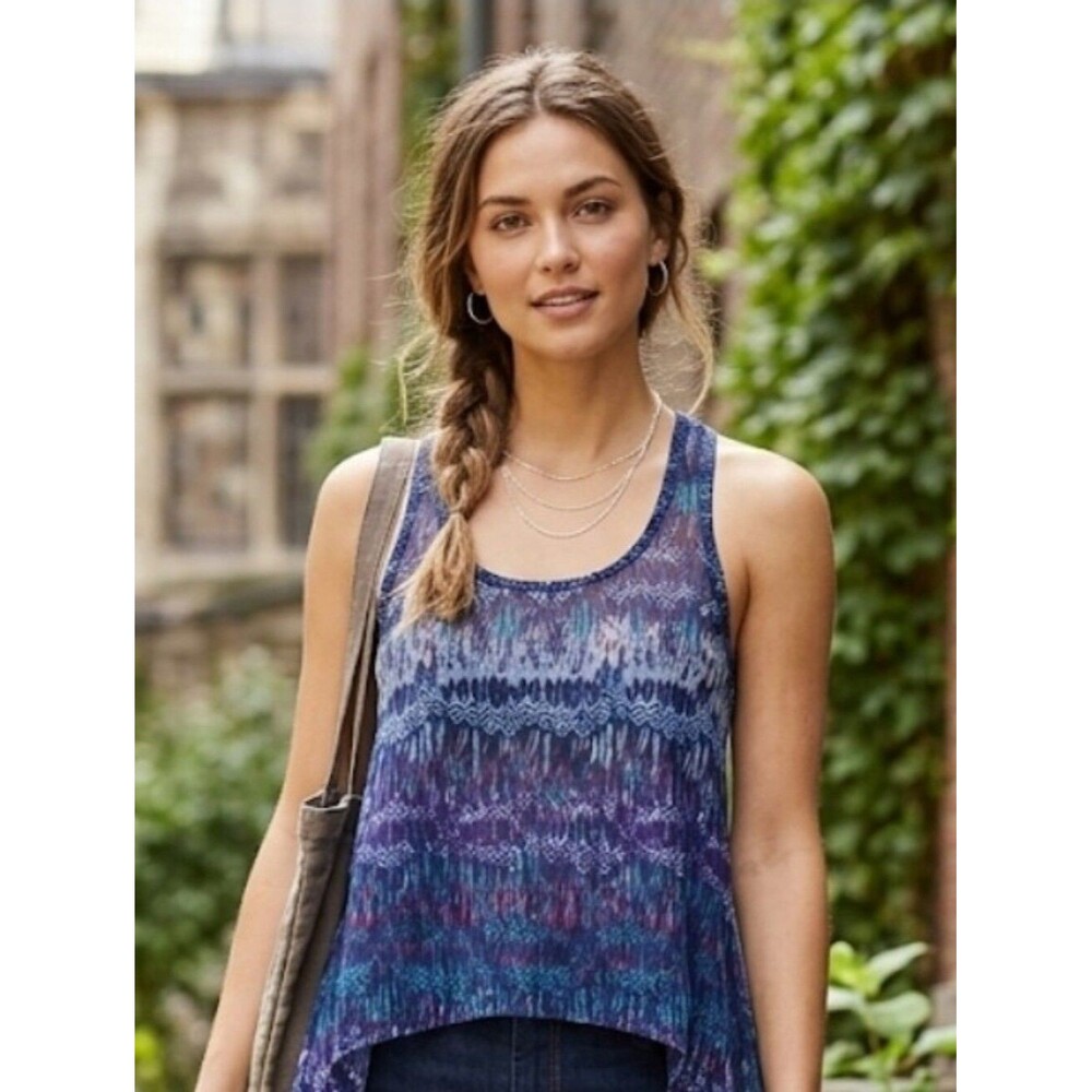 Mossimo Supply Co. Boho Tribal Print Racerback Tank Top High-Low Hem Size XS